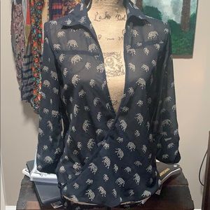 Elephant print sheer blouse